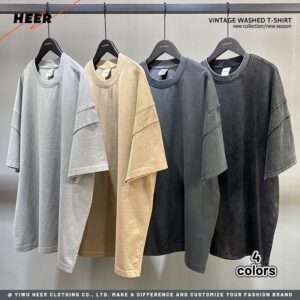 Oversized Acid Wash Mans T Shirt High Quality Heavy Weight Street Style Custom T-Shirts for Man - Image 3