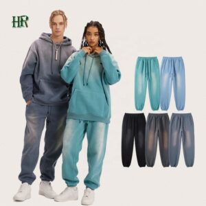100% Cotton Vintage Acid Washed Sweat Pants Custom Sport Jogger Heavy Weight French Terry Sweatpants - Image 3