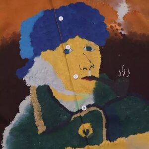 Men's Summer Trend Street Brand Loose Half-Sleeved Clothing Cartoon Character Oil Painting Short-Sleeved Shirt Men - Image 3