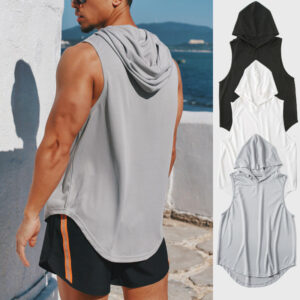 Summer Mens Muscle Hoodie Vest Sleeveless Bodybuilding Gym Workout Fitness Shirt High Quality Vest Hip Hop Sweatshirt Men's Tops - Image 1