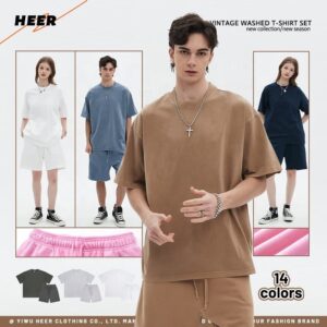 High Street Summer Outdoor Vintage  Wholesale Custom Suit Wash Old Fashion T-Shirt - Image 2