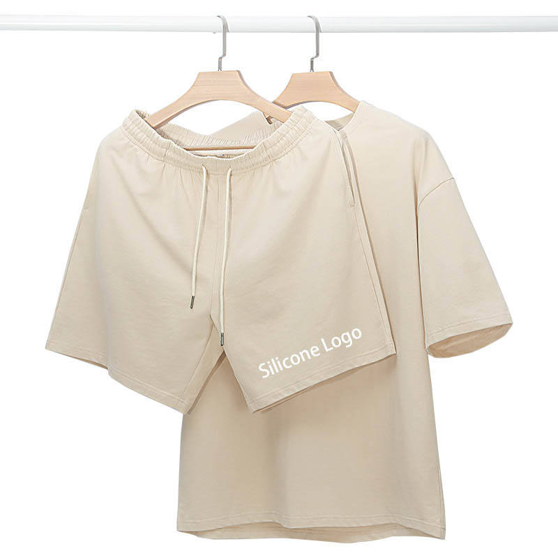 Brand Custom High Quality 100% Cotton Summer Streetwear Casual Style Oversized Hip Hop T Shirt and Shorts 2 Pieces  Men's Set