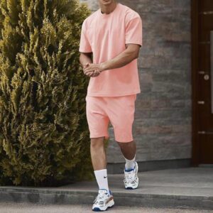 12 Colors OEM Hot Sale Summer Outfit Mens T Shirt Short Sets Two Piece Clothing Cotton Men Oversized Casual Sets - Image 5