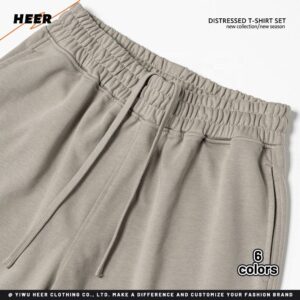 Summer Coolness Suit Hem Cotton Fashion Trunks Oversize Round Neckline T-Shirt - Image 3