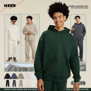 Oversized Mens Casual Streetwear Heavyweight French Terry Wholesale Cotton Polyester Custom Logo Hoodie - Image 2