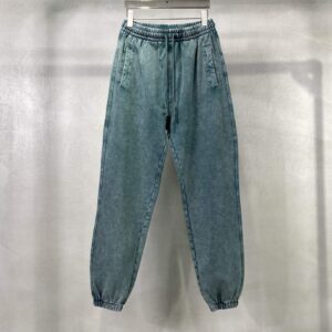 Customized logo 100% Cotton Heavy Weight Acid Washed Sweat Pants Winter Plain French Terry Custom SweatPants - Image 2