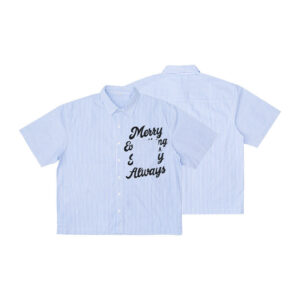 New Shirt Customized Men's American Retro Stripe Shirt Summer Letter Print Short Sleeve Design Feel Loose Shirt - Image 1