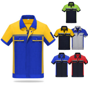 New Fashion Stock Men Worker Short Sleeve Shirts Engineering Outdoor Safe Overalls Sets With Custom logo - Image 8