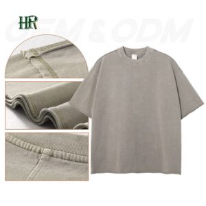 Heavy Weight Hip Hop Custom Design Logo Print Street Wear Oversized Blank Mens Acid Wash T Shirt - Image 4