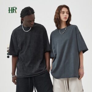 Heavy Weight Hip Hop Custom Design Logo Print Street Wear Oversized Blank Mens Acid Wash T Shirt - Image 2