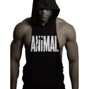 Sports Tank Tops Men Fitness Muscle Print Sleeveless Hooded Bodybuilding Pocket Tight-drying Tops Summer Shirt for Men Clothing - Image 1