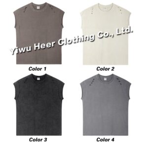 Custom 100% Cotton Sleeveless T Shirts Vintage Fitness Tank Tops Vest Men's Loose Fit Men Tank Top - Image 3