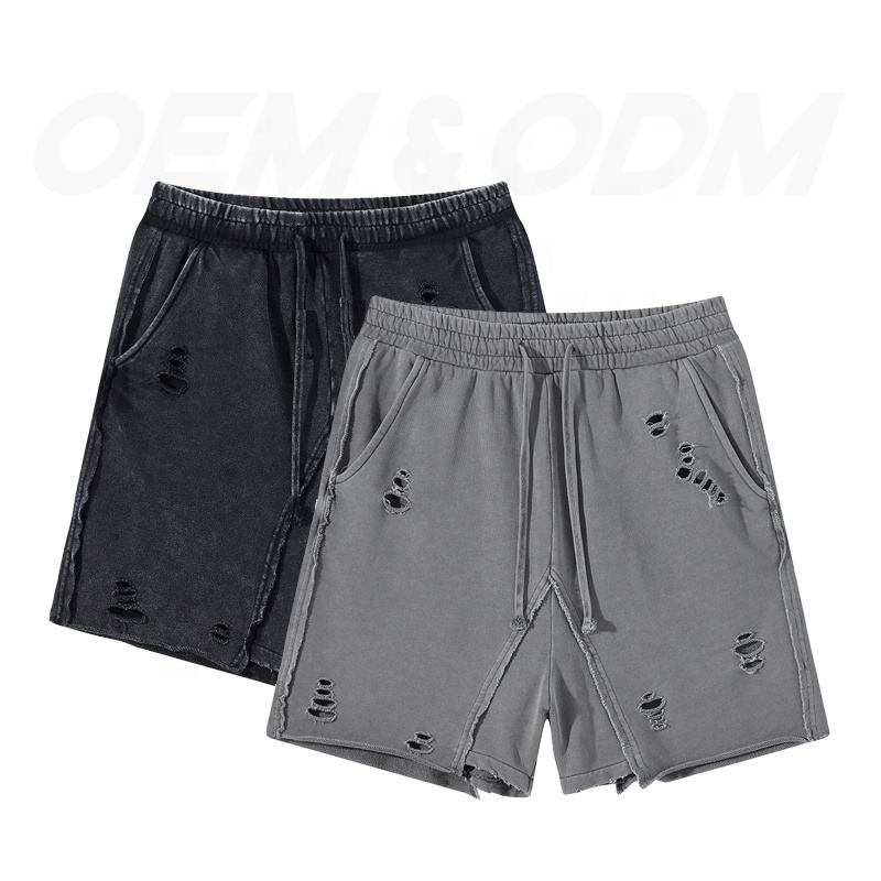 Custom High Quality Men's Cotton Hip Hop Vintage Street Shorts Summer Washed Shorts for Men