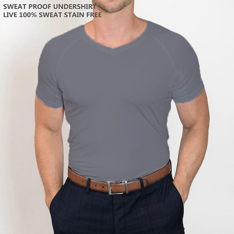 Wholesale Anti-Odor Modal Cotton Bamboo Organic Deep V-Neck Sweatproof Undershirt Sweat Proof Men T-shirt for Summer Sportswear