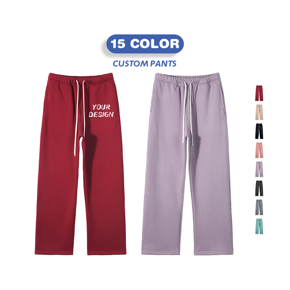 High Quality Heavy Cotton Thick Straight Tube Plush Solid Color Men's Pants Loose Sports Casual Pants for Men and Women