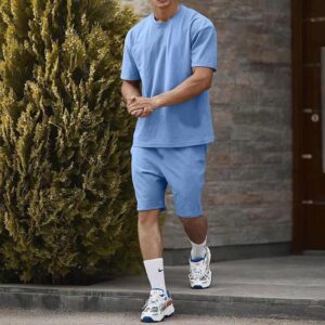 12 Colors OEM Hot Sale Summer Outfit Mens T Shirt Short Sets Two Piece Clothing Cotton Men Oversized Casual Sets - Image 4