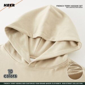 Oversized Mens Casual Streetwear Heavyweight French Terry Wholesale Cotton Polyester Custom Logo Hoodie - Image 3