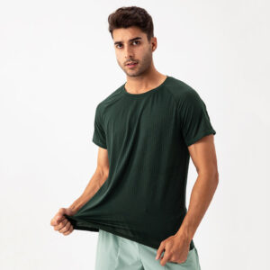 Training Fitness Clothing Men Nylon Breathable Quick-Dry Top Neck Loose Sports Shirts Running Basketball Workout T Shirt for Men - Image 4