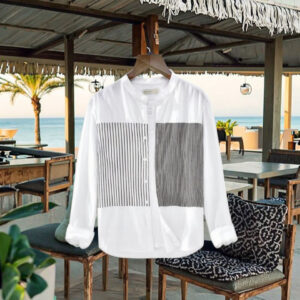 Men's Apparel 100% Linen Clothes Casual Button Long Sleeve Stand up Collar Relax Summer Soft Dress Shirts - Image 1