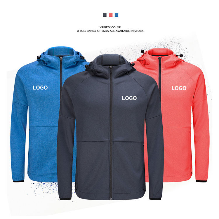 High Quality Long Sleeve Men's Hoodies Warm Hooded Zipper Sweatshirts Men Tracksuit Jacket Gym Black Hoodies
