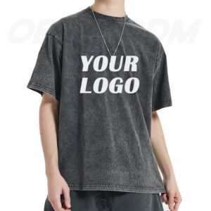 Wholesale Custom Blank 100% Cotton Oversized Vintage High Street Men's T-shirts With Acid Washed T-shirt - Image 1