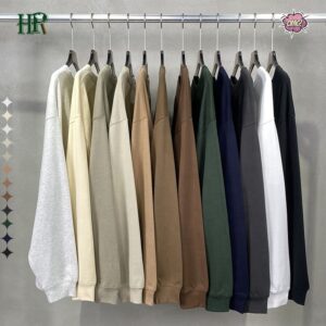 Wholesale No Label T Shirts Heavyweight Streetwear Long Sleeve 100% Cotton Oversized Unisex 280 Gsm T-Shirt - Image 2