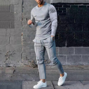 Fall and Winter Men Two Piece Sets Casual Tracksuit O Neck Long-sleeved Pullover Trousers Set for Men Streetwear Men's Clothing - Image 3