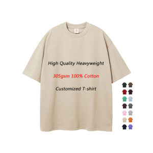 Custom Logo 305gsm T-Shirts Oversized Drop Shoulders Tshirts for Men High Quality Crewneck Tshirt - Image 3