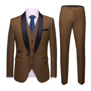 Wine Color Men Suits 3 Pieces Gentleman Slim Fit Blazer Pant Vest Suit Tailor Made Suits - Image 1