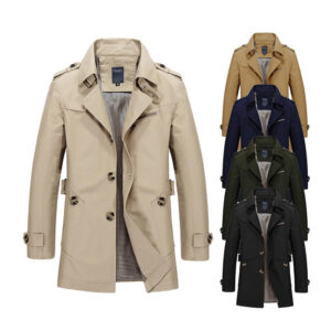 Men's Slim Fit Casual Mid-length Spring Coat Cotton Washed Leisure Business Clothing Thin Parka Jacket for Men - Image 1