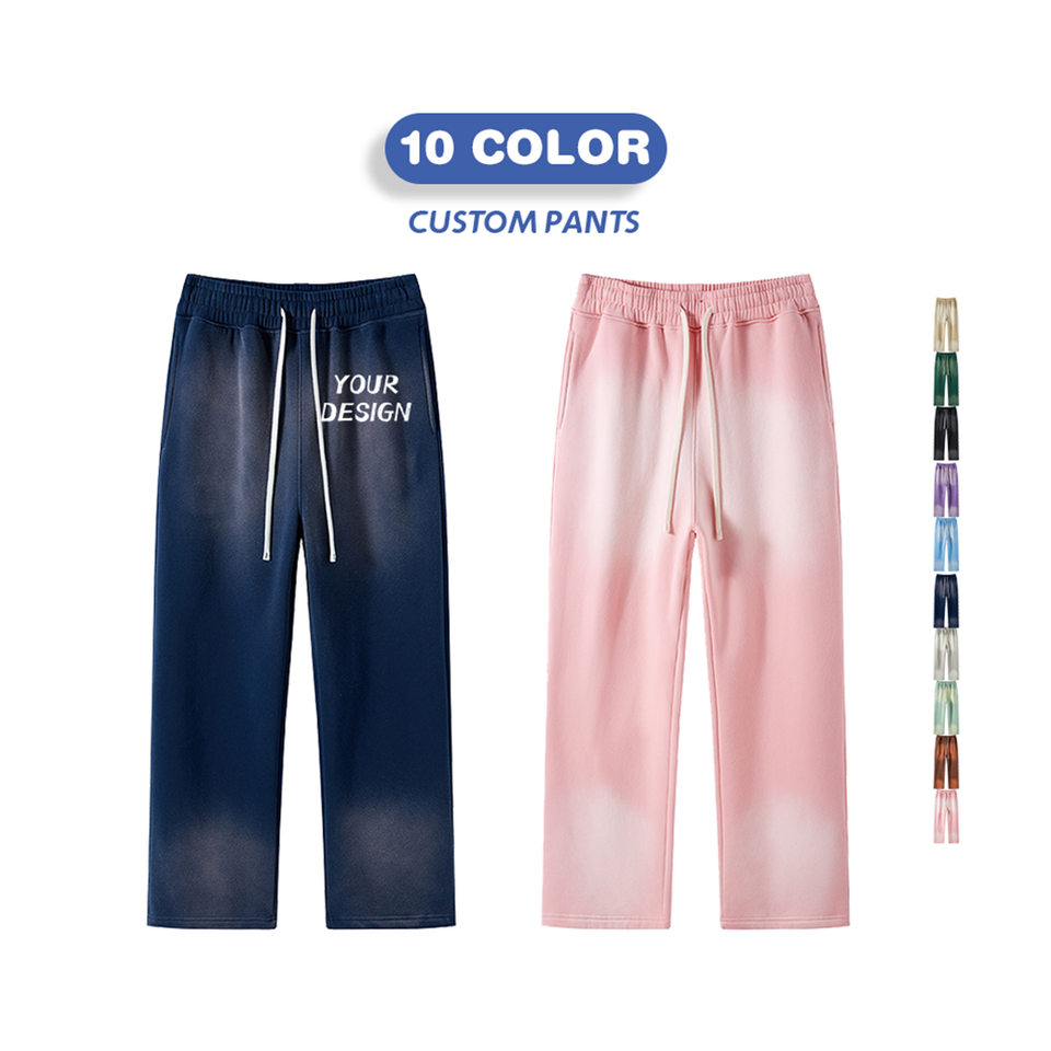 Customized logo High-quality Thick Cotton Pants Batik Vintage Washed Pants Loose Fitting Sports Casual Pants for Men and Women