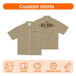 New Shirt Customized Men's Summer Stripe Loose Zipper Shirt Japanese Retro Trendy Casual Short Sleeved Shirt - Image 4