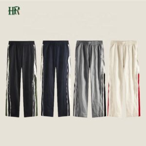 2023 Custom Thin Double Zipper Contrast Woven Trousers Casual Wide Leg Pants  Wholesale - Image 3