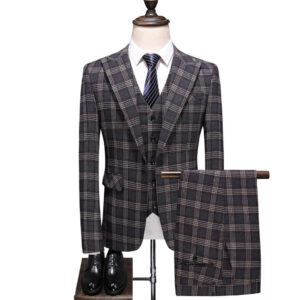 High Quality Custom Check Mens Suits Italian 3 Piece Suit Designs Suits Slim Fit Set for Men - Image 1