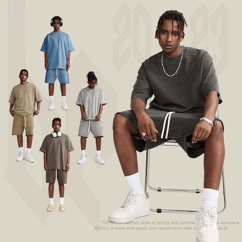 Screen Print T-shirt High Quality Heavyweight 260gsm Acid Wash T Shirts Men Streetwear Custom Logo