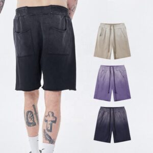 Custom Plain French Terry 100% Cotton Street Acid Wash Running Gym Sports Plus Size Vintage Men Shorts - Image 4