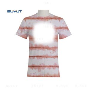 RTS DIY Printable Customized Logo Dye Tied Pattern Tee Shirt Sublimation Blank Faux Bleached T-shirt - Image 5