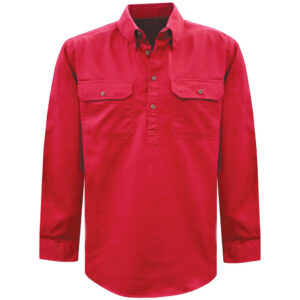 100%Cotton Half Placket Uniform Industrial Shirt Long Sleeve Work Shirts for Men - Image 3