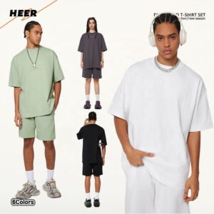 Summer Coolness Suit Hem Cotton Fashion Trunks Oversize Round Neckline T-Shirt - Image 1