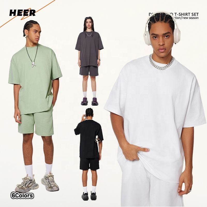 Summer Coolness Suit Hem Cotton Fashion Trunks Oversize Round Neckline T-Shirt