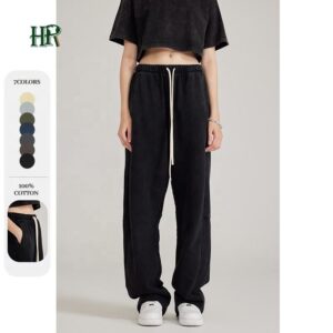 Custom Logo Factory Elastic Waist Oversized Pants Men Oem Jogger Pants Wide Leg Thick Sweatpants - Image 3