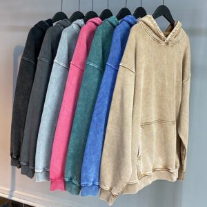 High Quality Oversized Acid Wash Hoodie Custom Logo No String Heavyweight Vintage Washed Hoodie - Image 2