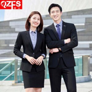 Terno Gray Suit High-end Professional Wear Autumn and Winter Men and Women the Same Suit Hotel Manager Business Suit - Image 4