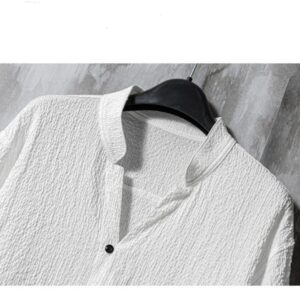 Men Clothing Sets Casual Half Sleeve Shirt and Drawstring Pant Set - Image 4