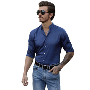 Men's Long Sleeve Formal Casual Shirts Breathable Wholesale Fashion Clothing Plain Button Single Breasted Slim Fit Design - Image 1