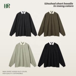 Men's Embroidery Casual Work Polo Shirt Fit Golf 100% Cotton Button Long Sleeve Polo Shirt for Men - Image 3