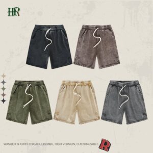 High Quality Heavyweight 360g 100% Cotton French Terry Streetwear Oversized Distressed Vintage Acid Wash Shorts - Image 3