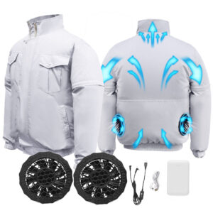 2022 Newest Design 100% Cotton Fan Cooling Clothes Summer air Conditioning Clothing, Short/long Detachable Sleeves - Image 1