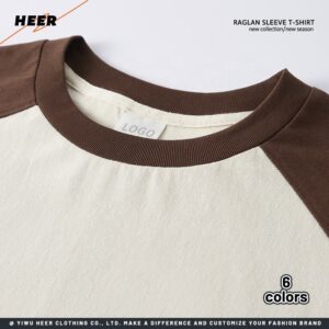 Wholesale Custom Logo Short Sleeve Unisex High-quality Heavyweight Raglan Sleeve T-shirt - Image 3