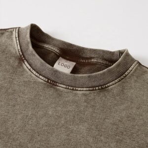 Custom High Quality Heavy Weight Vintage Plain Acid Wash Long Sleeve T Shirt for Men - Image 2